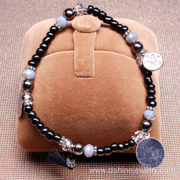 Handmade Personalized Multilayer Alloy Pendant Bead Bracelet